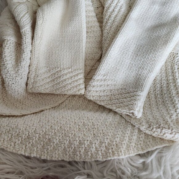 J. Jill Womens Cardigan Size XS Ivory Crochet Circle Pattern Cotton Sweater - Picture 10 of 12